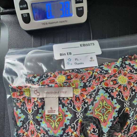 Dress Barn Semi Sheer Boho Hippie Hippy Multi-Colored Tunic Blouse Womens Size L - Picture 8 of 8